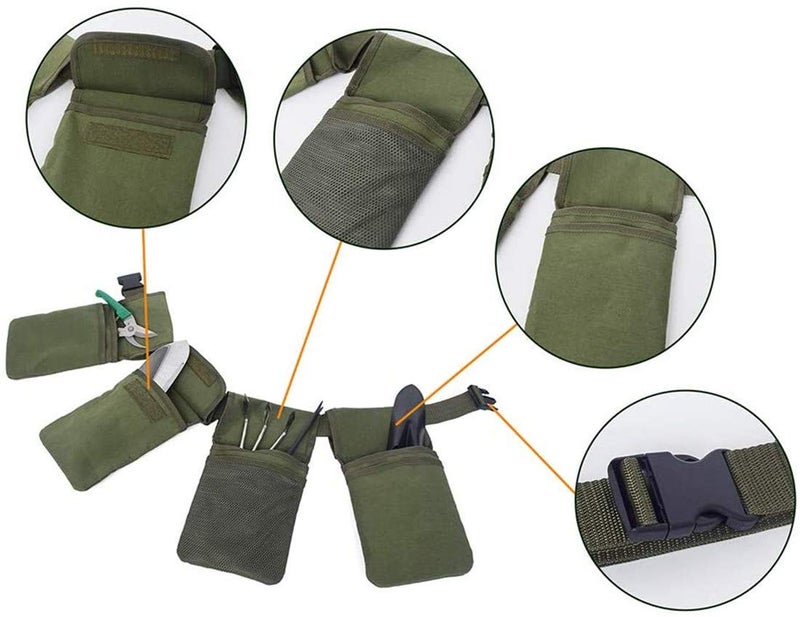 COCO Park Gardening Tool Belt Bag - Canvas Waist Tool Apron Organizer Hanging Pouch with 4 Pockets for Gardeners Picking Fruit Weeding, Fits Women & Men, Waterproof, 1 Pcs - Image 3